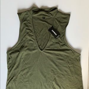 Army green v-neck tank from Express